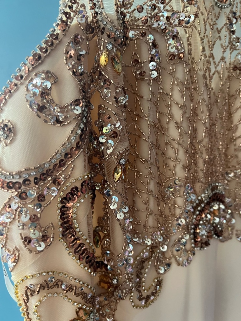 Cream Gown with Gold Embellished Bodice - Picture 8 of 10